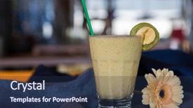  Presentation with orange juice - Amazing slide deck having smoothie made from kiwi bananas and orange juice backdrop and a navy blue colored foreground