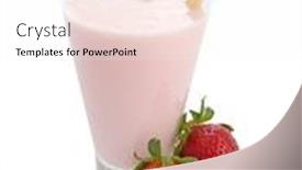  Presentation with smoothie - Amazing PPT theme having smoothie-made-with-strawberries-isolated backdrop and a pink colored foreground