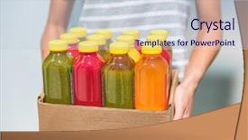  Presentation with detox - Amazing PPT theme having smoothie store - bottles of juice with fruits backdrop and a lemonade colored foreground