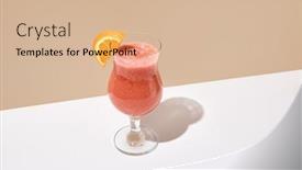  Presentation with healthy drink - Cool new slide deck with smoothie-with-orange-banana backdrop and a coral colored foreground