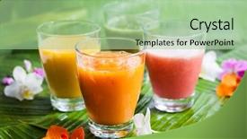  Presentation with smoothies - Slide set consisting of smoothies on the green banana background and a mint green colored foreground