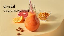  Presentation with smoothies - Amazing slide deck having smoothies with citrus carrots sea backdrop and a lemonade colored foreground