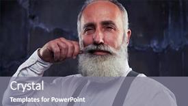  Presentation with senior care - Presentation design featuring smoothing his grey beard background and a gray colored foreground