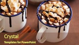  Presentation with hot chocolate - Colorful slides enhanced with s'mores hot chocolate mini backdrop and a tawny brown colored foreground