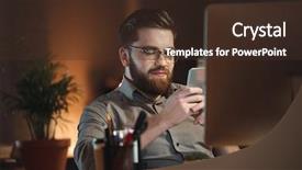  Presentation with t shirt on hanger design - Beautiful slides featuring sms message - cheerful web designer dressed backdrop and a tawny brown colored foreground