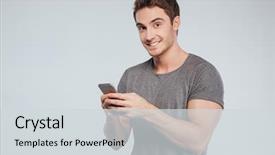  Presentation with sms - Colorful PPT layouts enhanced with sms message - portrait of a happy casual backdrop and a light gray colored foreground