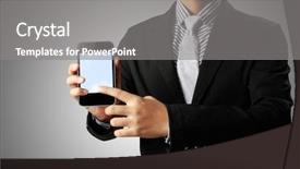  Presentation with touch screen - Beautiful slide set featuring sms message - touch screen mobile phone backdrop and a gray colored foreground