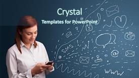  Presentation with modern agriculture icons and field - PPT theme enhanced with sms message - young girl typing on smartphone background and a  colored foreground