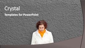  Presentation with sms - PPT layouts having sms message - young woman on grey wall background and a gray colored foreground
