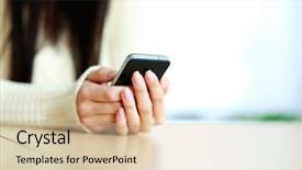  Presentation with holding hands - Audience pleasing PPT theme consisting of sms mobile phone - closeup image on a female backdrop and a lemonade colored foreground