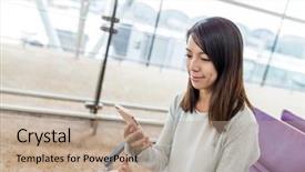  Presentation with sms - Slide deck with sms on cellphone in airport background and a coral colored foreground