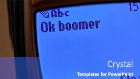  Presentation with sms - Cool new PPT theme with sms-text-message-saying-ok backdrop and a cobalt blue colored foreground