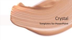  Presentation with foundation - Presentation design with smudged liquid foundation isolated on white background and a coral colored foreground