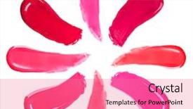  Presentation with different - Cool new presentation theme with smudged - different lip glosses isolated backdrop and a coral colored foreground
