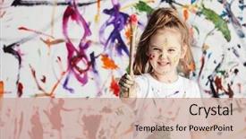  Presentation with paint brush - Slide set enhanced with smuges of colorful paint background and a coral colored foreground