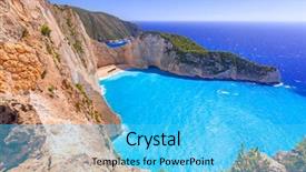  Presentation with zakynthos - Colorful presentation theme enhanced with smugglers - beautiful navagio beach shipwreck beach backdrop and a cyan colored foreground