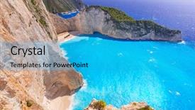  Presentation with zakynthos - Theme with smugglers - beautiful navagio beach shipwreck beach background and a teal colored foreground