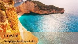  Presentation with beautiful landscapes - PPT theme having smugglers - beautiful sea landscapes on zakynthos background and a gold colored foreground