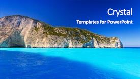  Presentation with greece blue - Beautiful presentation design featuring smugglers - blue lagoon of navagio beach backdrop and a dark gray colored foreground