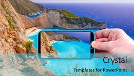  Presentation with smartphone - Colorful theme enhanced with smugglers - making photos by smartphone backdrop and a cyan colored foreground