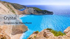  Presentation with beach - Colorful slide deck enhanced with smugglers - panorama of navagio beach shipwreck backdrop and a teal colored foreground