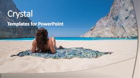  Presentation with beach - Presentation design with smugglers - woman on the famous navagio background and a teal colored foreground