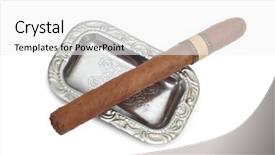  Presentation with cigar - Presentation theme having big cigar in ashtray background and a white colored foreground