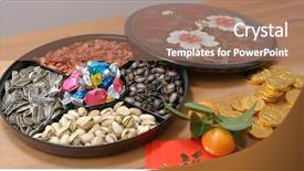  Presentation with lunar new year - Presentation theme having snack box for lunar new background and a coral colored foreground