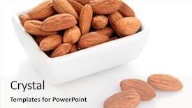  Presentation with frames isolated on white brown - Slide set having snack food - almond in bowl isolated background and a white colored foreground