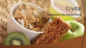  Presentation with green yogurt - Colorful PPT theme enhanced with snack food - cup of yogurt green apple backdrop and a coral colored foreground