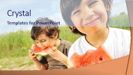  Presentation with snack food - Amazing slides having snack food - eating watermelon outside backdrop and a sky blue colored foreground