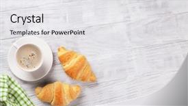  Presentation with snack food - Cool new PPT layouts with snack food - fresh croissants and coffee backdrop and a white colored foreground
