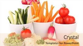  Presentation with snack food - Slides consisting of snack food - isolated vegetables and dips background and a lemonade colored foreground