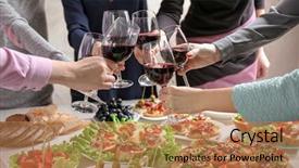  Presentation with wine - Cool new presentation theme with snack food - people clinking glasses with wine backdrop and a coral colored foreground