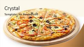  Presentation with snack food - Slide deck enhanced with snack food - pizza with mozzarella sauce tomatoes background and a blonde colored foreground