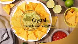  Presentation with food tortilla - Cool new presentation design with snack food - tortilla chip nacho and dip backdrop and a gold colored foreground