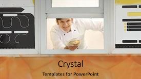  Presentation with food truck - Presentation theme featuring snack from food truck cafe background and a  colored foreground