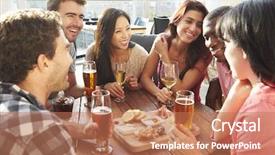  Presentation with snack - Beautiful presentation theme featuring snack in rooftop bar backdrop and a coral colored foreground