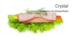  Presentation with snack - Presentation theme consisting of snack made of ham and lettuce on white background and a white colored foreground