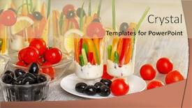  Presentation with snack - Colorful presentation design enhanced with snack-of-vegetables-in-glassware backdrop and a lemonade colored foreground