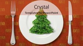  Presentation with christmas sale christmas products - Theme having snackbar - christmas salad on white plate background and a red colored foreground