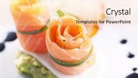  Presentation with tapas - Amazing theme having snackbar - salmon rolls as tapas backdrop and a lemonade colored foreground