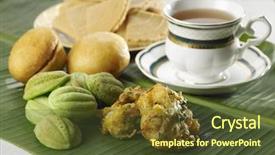  Presentation with snacks - Colorful presentation enhanced with snacks for the buka puasa backdrop and a tawny brown colored foreground