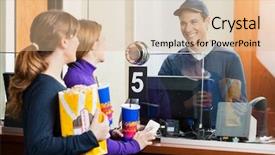  Presentation with snacks - Beautiful presentation theme featuring snacks while buying movie ticket backdrop and a lemonade colored foreground