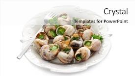 Presentation with snail - Audience pleasing slide set consisting of snail au gratin on withe backdrop and a white colored foreground