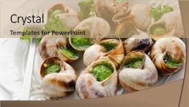  Presentation with snail - Amazing presentation design having snail au gratin on withe backdrop and a coral colored foreground