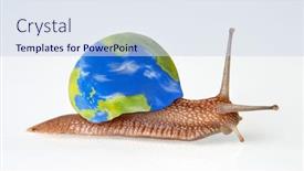  Presentation with earth planet globe - Presentation enhanced with snail-carring-the-planet-earth background and a sky blue colored foreground