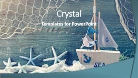  Presentation with marine life - PPT layouts enhanced with snails beach - marine life decoration on blue background and a gray colored foreground