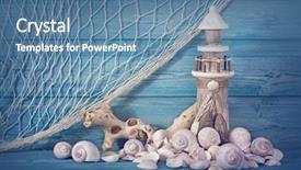  Presentation with marine life - Audience pleasing presentation consisting of snails beach - marine life decoration on blue backdrop and a teal colored foreground