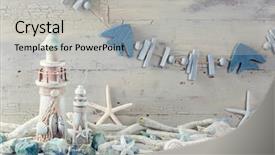  Presentation with marine life - Beautiful PPT theme featuring snails beach - marine life decoration backdrop and a light gray colored foreground